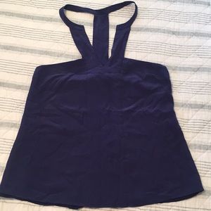 Annie Griffin navy T back silk blouse. Sz S